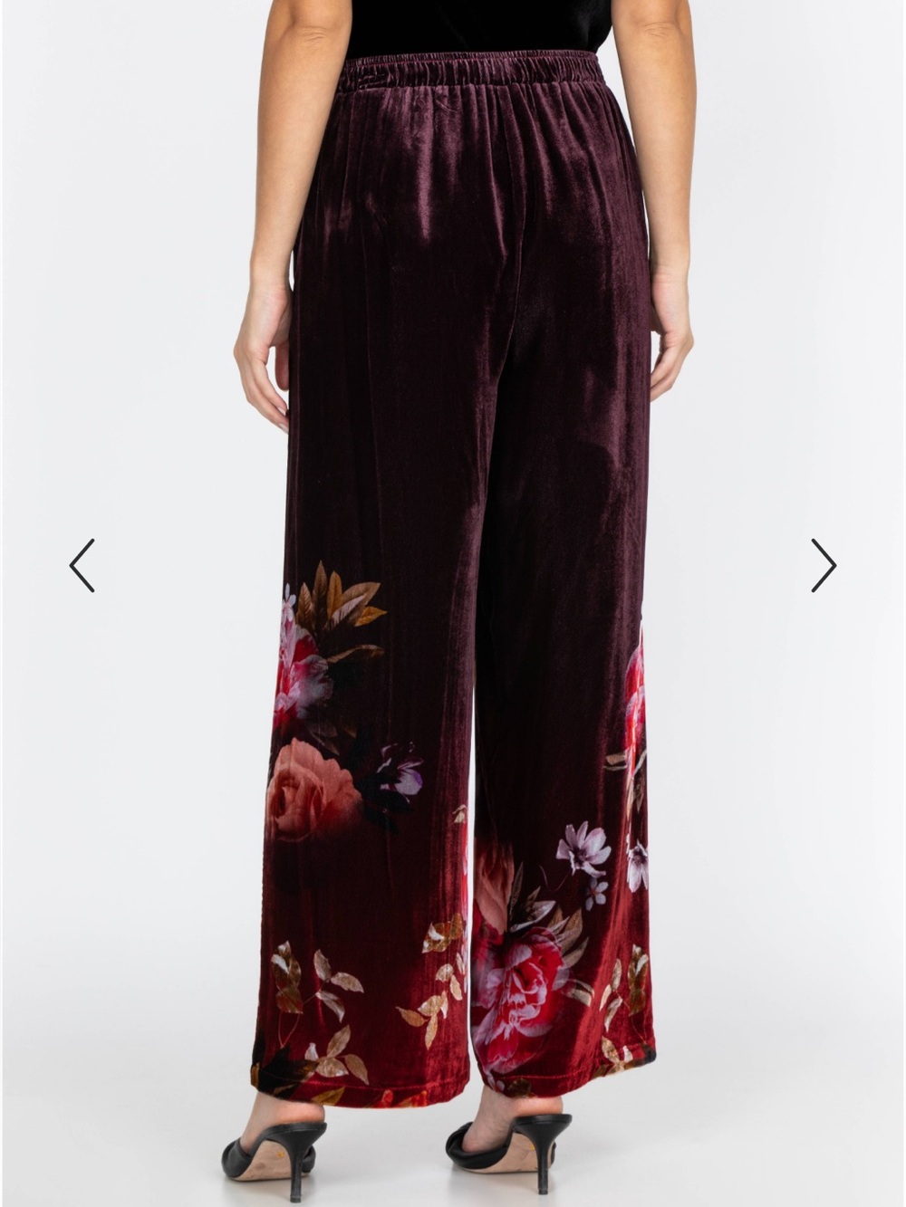 Johnny Was New Coralie Rose Floral Velvet Wide Leg Pant Women’s Size Small - Picture 8 of 9